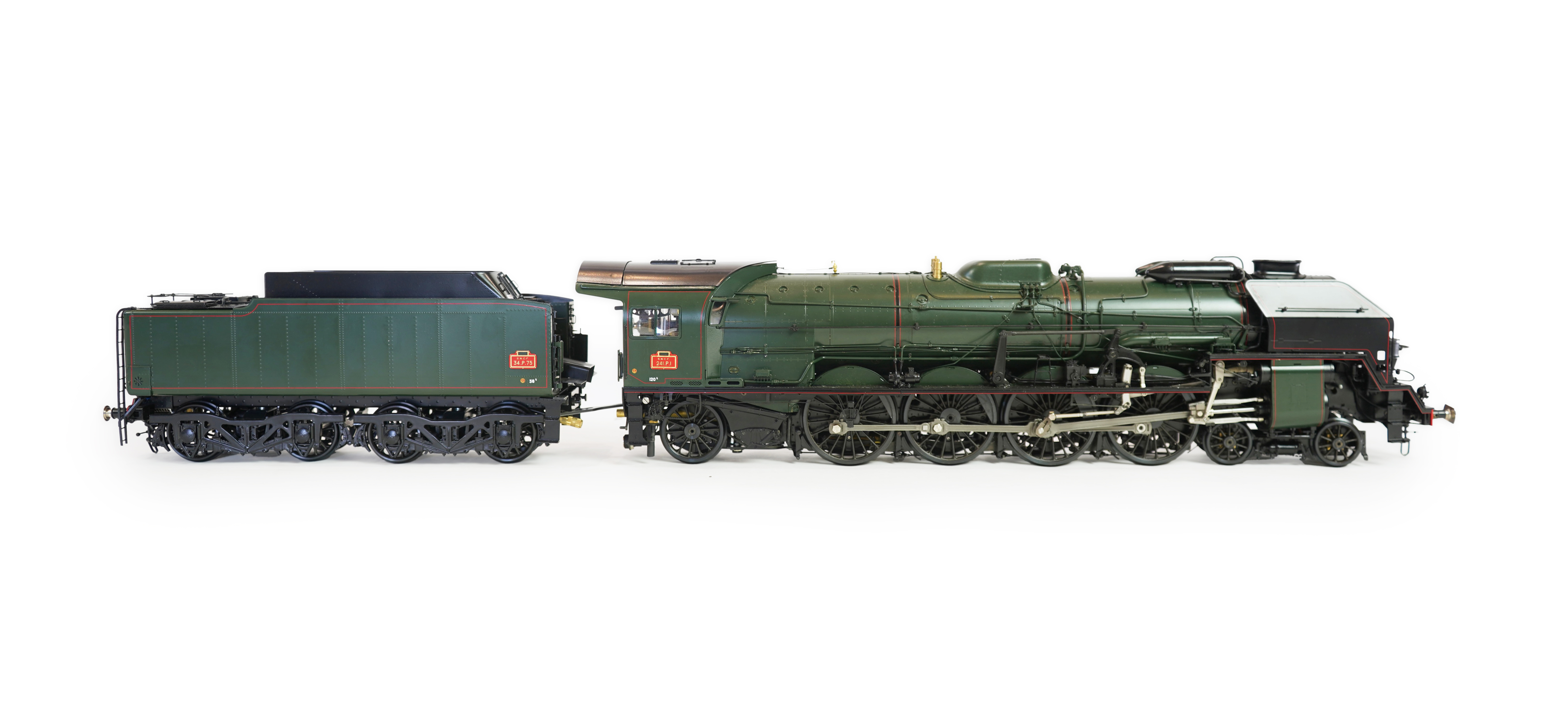 A Gauge One Aster Hobbies live steam French SNCF Class 241.P.1, 4-8-2 locomotive with bogie tender, the kit built version, spirit fired working four cylinder motion, with grate and tools for conversion to coal firing, as